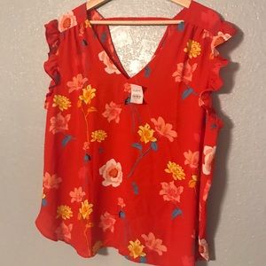 LOFT Lily Bar Back Flutter Shell Blouse